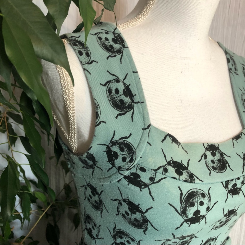 EFFIES HEART woman SZ M dress ladybug print fit & flair 50s look sweetheart neck - Picture 5 of 16